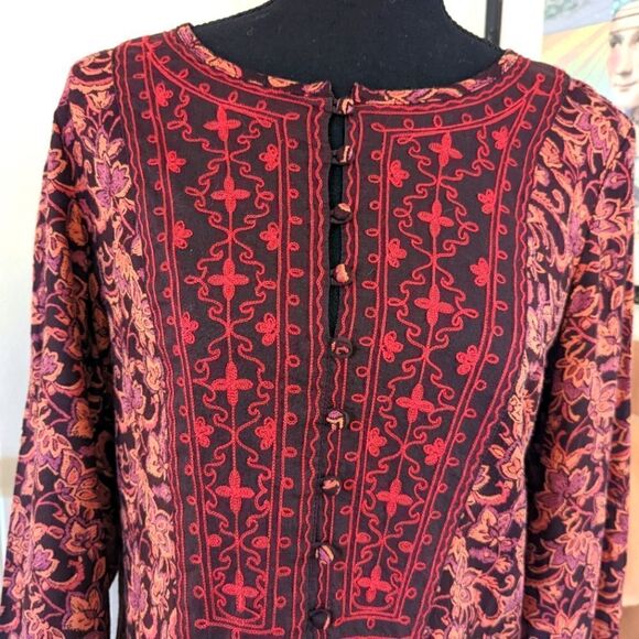 Lucky Top SM Floral Embroidered Cottagecore Boho Peasant Vintage Whimsigoth - Picture 3 of 8